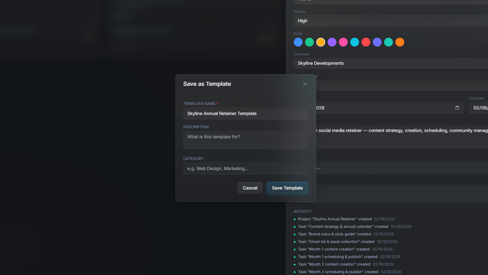 PlannedIt recurring task setup and project template creation for automated task scheduling and repeatable project workflows